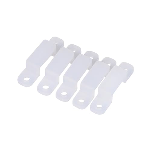 Cornesty 100 Uds LED Clip de Soporte de Silicona para Tira de Luz RGB 8/10/12mm Enchufe de Hebilla Flexible Impermeable Blanco (12mm)