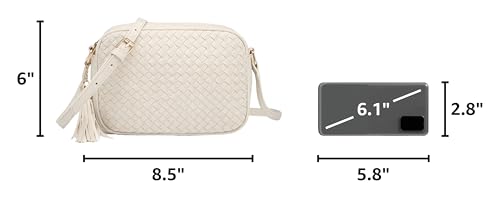 Image of AFKOMST Woven Crossbody Bag, Small Summer Purse and Boho Bag for Women | Vegan Leather, Roomy Space, 2.3L Capacity, fits iPad mini /Long Wallet /Kindle, Versatile for Daily Use /Casual /Date /Office