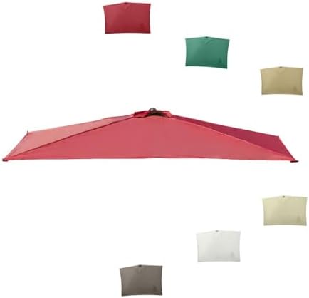 6.5ft 8ft Half Rectangular Umbrella Replacement Canopy - Durable Beige Top Cloth for Small Wall Umbrellas, 5 Ribs, Perfect for Patio, Garden, and Outdoor Use (2.5x1.2m/8x4ft)