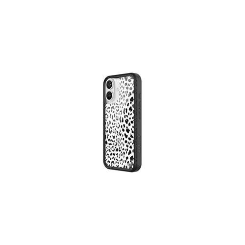 Image of Wildflower Cases - Compatible with iPhone 16 | Protective Black Bumper, 6.5ft Drop Test Certified, Women Owned Small Business | Animal Leopard White Black Floral Cute Trendy | Snow Meow
