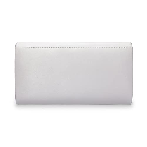 Image of Evening Bags For Women Pleated Satin Rhinestone Brooch Prom Clutch Purse With Detachable Chain Strap