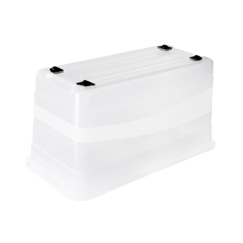 keeeper Aufbewahrungsbox mit Rollen, Deckel und Schiebeverschluss, 79,5 x 39,5 x 41 cm, 83 l, Konrad, Transparent