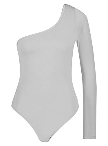 Bodysuit femme manche longue t-shirt stretch asymétrique été