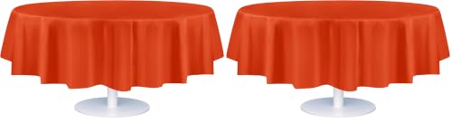 Image of Grandipity 24 Pack Premium Disposable Plastic Tablecloth 84 inch Inch Decorative Round Table Cover - Orange