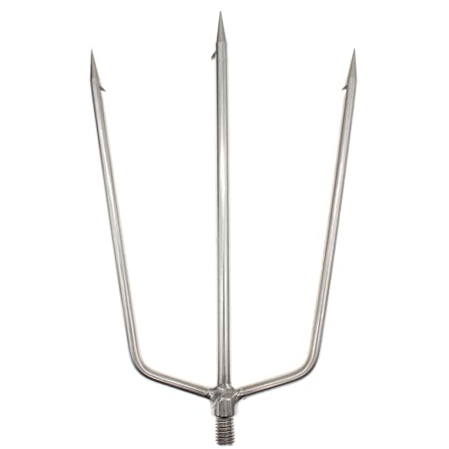 FREGITO Fishing Harpoon Stainless Steel Fishing Barbed Spear Gig Gaff with 8mm Screw for Outdoor Fishing Landing Large Fish Frog（3p-Prong