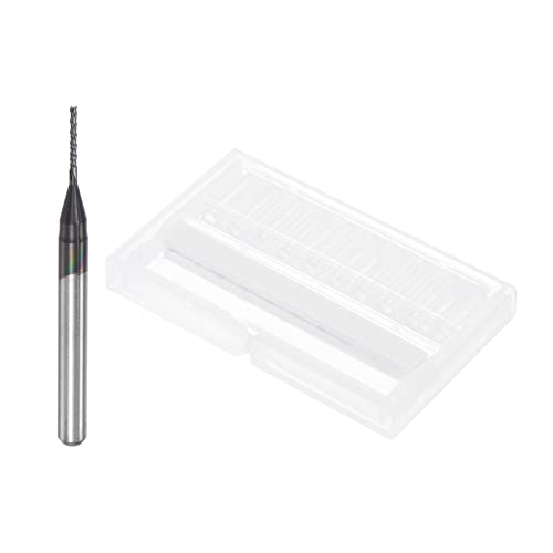 Image of uxcell End Mill CNC Router Bits, 0.8mm x 6mm 1 /8 inch Shank Diamond Film Coated Carbide Engraving Bit Milling Cutter Left Hand for PCB Plastic Fiber Wood 5pcs