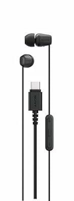 Sony IER‑EX15C: Auriculares con Cable USB-C y micrófono Casos in Ear Ligeros para Android iPhone portátiles y PC; Cable sin enredos Sonido nítido Viajar y para Uso Diario Negro
