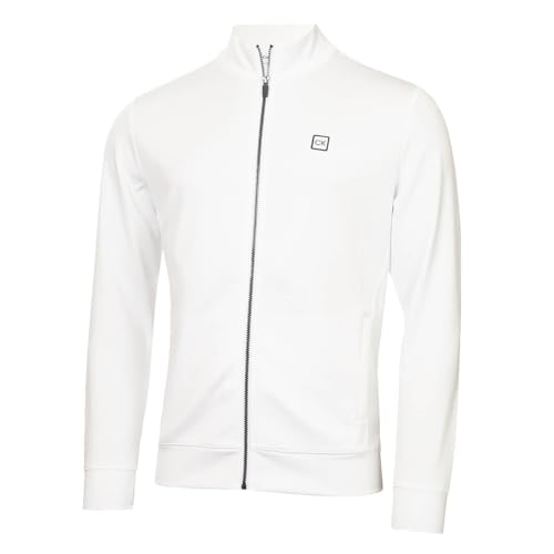 Calvin Klein Mens Concord Full Zip Stretch Soft Sweater - White - M
