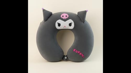 Image of Soft and Comfortable Cartoon Designed U-Shaped Kids Travel Neck Pillow for Airplane Car Flight Head Neck Support for Boys and Girls (Pack of 1, Black)