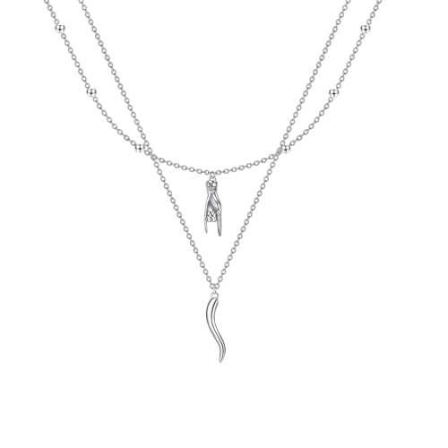 Pendentif main corne italienne en argent YAFEINI, cadeau femme idéal