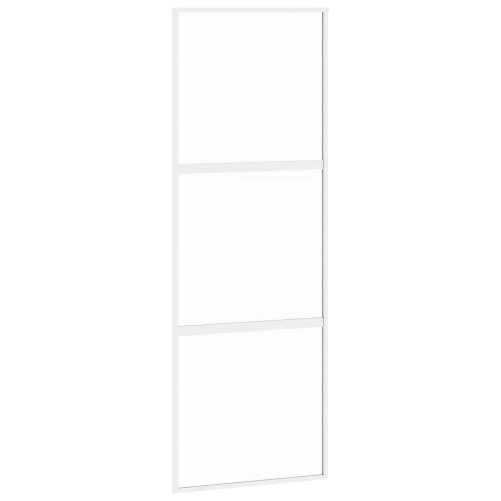 vidaXL Sliding Door, Barn Door for Home Internal, Sliding Door Panel with Assembly Kit, Sliding Gate, White Tempered Glass and Aluminium