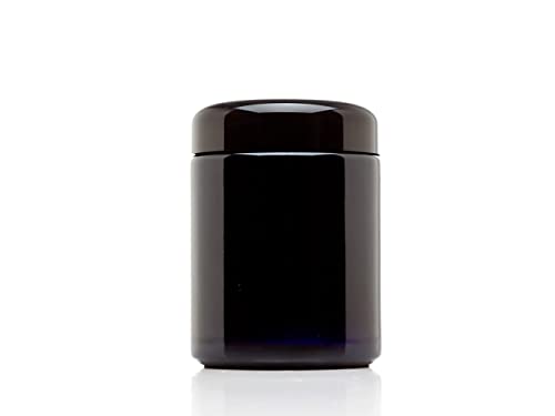 ULTRA JARS 250ml Wide Mouth Ultraviolet Glass Jar with Black Screw Top Lid - Airtight, 250 ml - Image 3