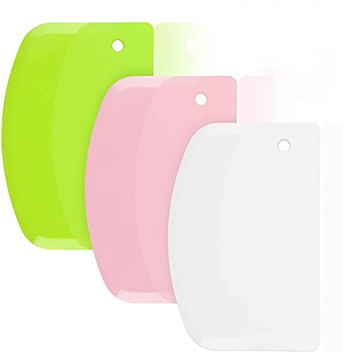 Rascador de Masa para Repostería - Allpeak 3PCS Raspador de Masa de Plástico de, Cortador de Masa de Pastelería, Cortador Multipropósito, Espátula, Adecuado para Pasteles Pizza Pan Hornear Cover