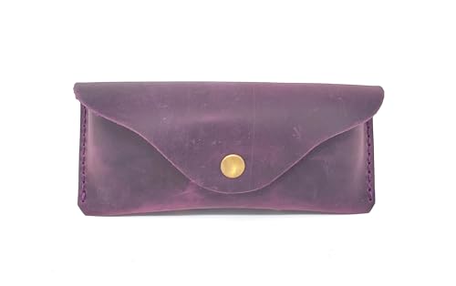 Image of Leather Eyeglass Case -Glasses Case - Sunglass Case - Genuine Leather Eyeglasses Case with Snap Closure