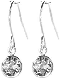 pewterhooter® Women's petite Crystal Drop Earrings  925 Sterling Silver with sparkling Diamond White Crystal  Gift Box