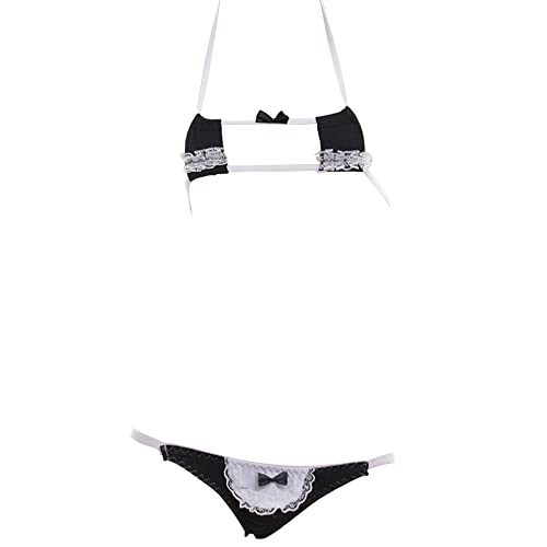 SINGUYUN Sexy micro bikini traje de anime bikini Cosplay lencería kawaii sujetador y bragas conjunto lindo, 216cube Black, Talla única Cover