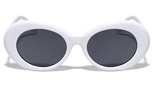 White & Black Retro Goggles Oval Sunglasses for Men & Women P62802