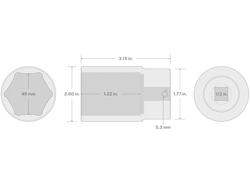Image of TEKTON 1 /2 Inch Drive x 46 mm Deep 6-Point Impact Socket | SID23146
