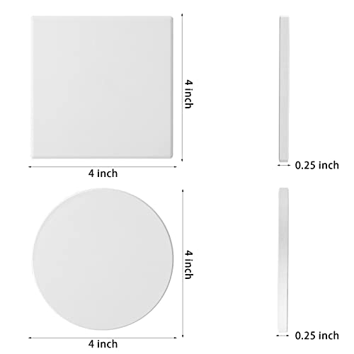 Ceramic Tile For Crafts Coasters, Goh Dodd 24 Pack 4 Inch Blank Coasters Unglazed Ceramic White Tiles With 24 Pack Cork Backing Pads For Painting, Alcohol Ink, Acrylic Pouring, Diy, Mosaics, Round #TOP1