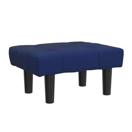 Image of HOUCHICS Small Footstool Ottoman, Velvet Soft Footrest Ottoman with Wood Legs， Sofa Footrest Extra Seating for Living Room Entryway Office(Blue 2PACK)