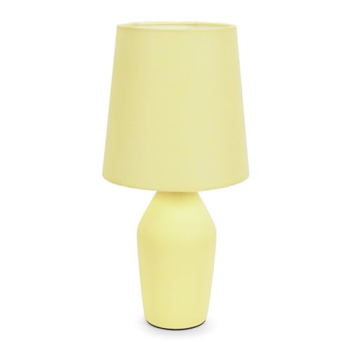 ValueLights | Sunshine Yellow Ceramic Base Table Lamp with Tapered Fabric Lampshade Bedroom Bedside Light | Table Lamps, Home Décor & Improvement Essential