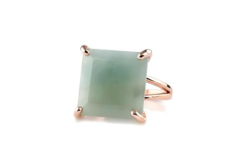 Anneau en aigue-marine et or rose 14k pour femme, bijou de créateur élégant