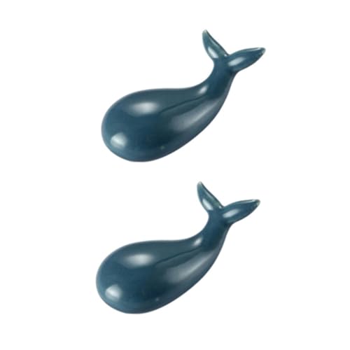 FRCOLOR 2個 陶磁器製クジラ型箸置き 食卓用箸 スプーン フォークホルダー 滑り止め機能付き キッチンテーブル装飾用 お手入れ簡単 贈り物に