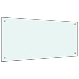 vidaXL Küchenrückwand Spritzschutz Fliesenspiegel Glasplatte Rückwand Herdspritzschutz Wandschutz Herd Küche Weiß 90x40cm Hartglas