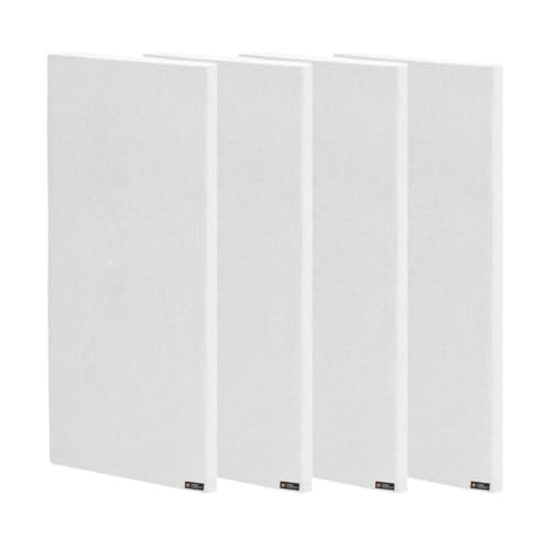 Image of Timber Acoustics | Sound Absorption Panels | Sound proofing for Room | Rockwool | Pine-wood | Room Acoustics & Soundproofing | Noise Absorber for Home | 2' x 4' x 1 inch [SET OF 4] NRC > 0.90 (White)