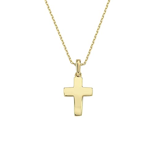 MIONZA 14K Solid Gold Cross Necklace for Women, Gold Cross
