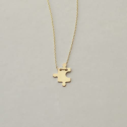 Gelin 14k Solid Gold Puzzle Piece Necklace for Women4