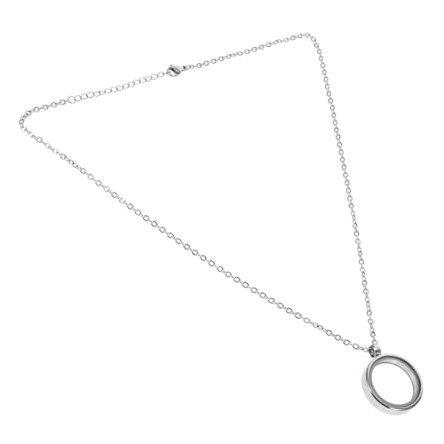 BESPORTBLE Colgante Medallón de Acero Inoxidable 25mm con Ventana de Vidrio Transparente y Cadena, Caja Flotante con Tornillo para Fotos y Dijes, Collar Memoria para Bodas y Recuerdos