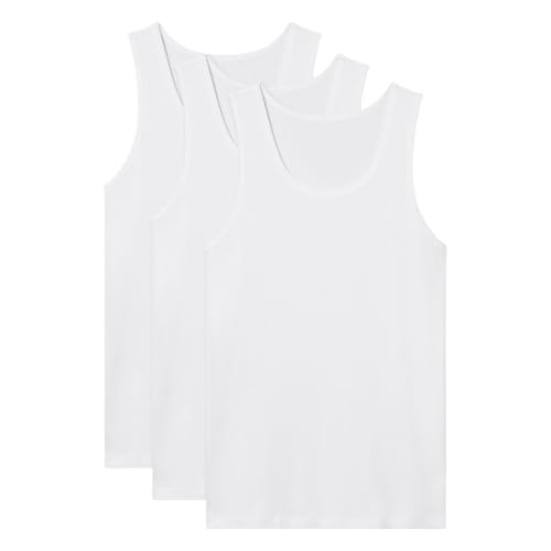 Tommy John Men's Essential Cool Cotton Rib Tank Undershirt, 3-Pack, White, XL