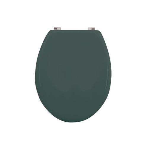 MSV - Abattant WC MDF CLÉO - Charnières en INOX - Tampons Amortisseurs - Ø 370 x 450 mm - Couleur Vert Foncé Mat - Finition Élégante - Confort et...