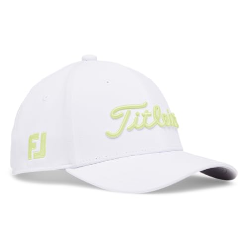 Image of Titleist Junior Tour Performance Golf Cap, White/Light Lime, Adjustable