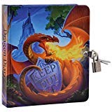 Keep Out Glow in The Dark 6.25" Lock and Key Dragon Diary for Kids, 208 Lined Pages