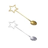 LABRIMP 2 Piezas Cuchara decoración de helado Café exprés decoraciones de pastel beber guarnición decoración dorada acero inoxidable ice cream scoop cucharillas barra nata brillo Silver