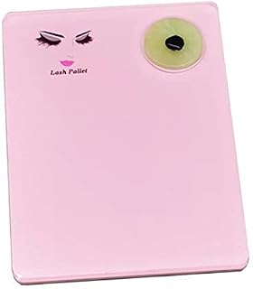 2X Pink Acrylic Eyelash Extension Stand Case Base Pallet Pad + Round Jade Stone - Washable Reusable Convenient Beauty Salon Tool - Grafting Pad Organizer for False Lash
