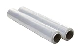 OFITURIA Film Transparent pour emballer de 50 cm de large et extensible jusqu'à 300 mètres de long - rouleau de film élastique manuel pour emballage industriel - 2 unités