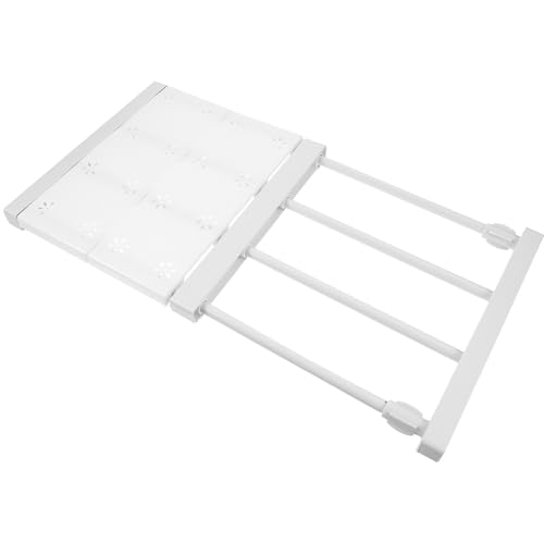 SEWACC Estante de Tensión Ajustable Divisor de Balda para Armario Hecho de Plástico y Acero al Carbono, Blanco para Sweaters y Sheets, Adecuado para Racks de Baño y Gabinetes de Cocina