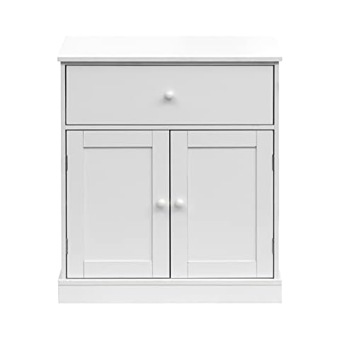 Rebecca Mobili Weißes Sideboard, Selbsttragender Schrank, Weiß, Melamin-Spanplatte, Hygienisch leicht zu reinigen Cover