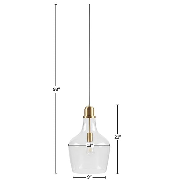 Image of Ink+Ivy Auburn Pendant Kitchen Lighting for Dining Room, Industrial Lights, Hand-Blown Glass Bell Shaped Pendant Light for Kitchen Island, Foyer, Bedroom, 13 inch Dia x 95.5 inch H, Gold /Clear
