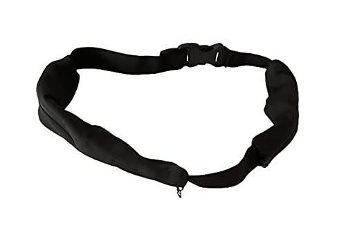 Marsupio Sportivo con 2 Tasche, Sportivo Fascia Elastico Porta Cellulari, Chiavi, Tasche Grande e Medio per Portaoggetti e Porta Bottiglia (Nero)