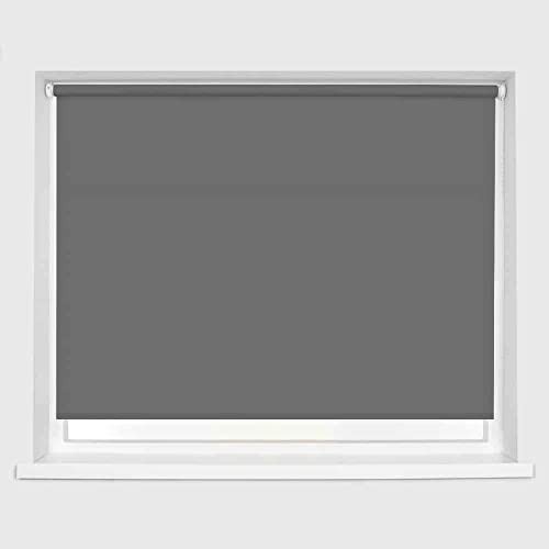 Dark Grey Blackout Roller Blind Metal Fittings Trimmable UV Protection Thermal Properties Premium Fabric Home Office Bedroom Kids Room Child Safe Easy Fit Grey 120cm Width x 160cm Drop - Image 3