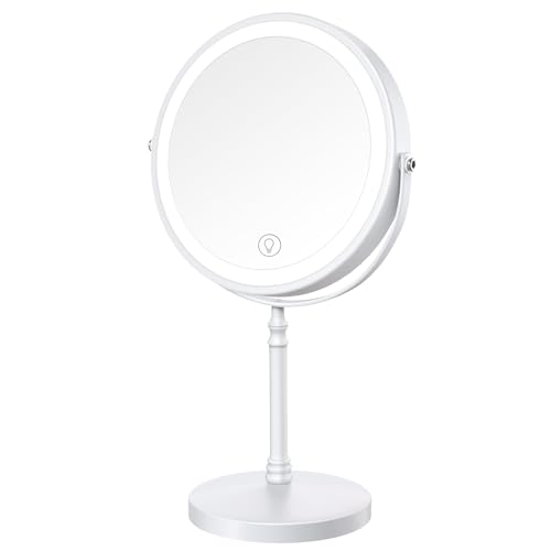 Image of DEIOVWXS Makeup Mirror, Rechargeable Vanity Mirror with 3 Lights, 1X /10X