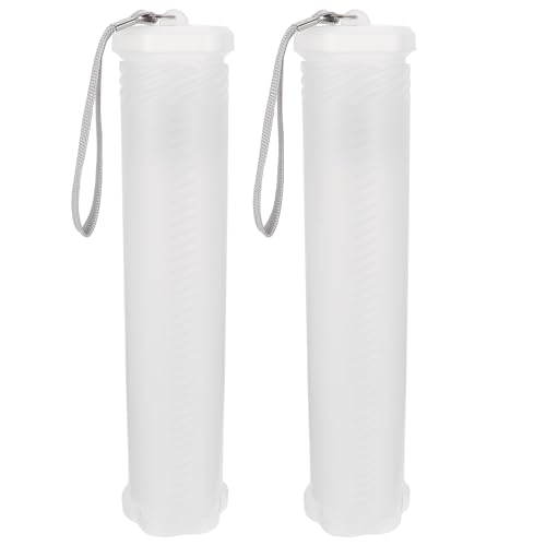 Image of Operitacx Telescopic Pen Holder 2-Pack Extendable Plastic Storage Tube with Carrying Lanyard for Paint Brushes Pens and Art Supplies 10.23X2.24X2.24 Inches