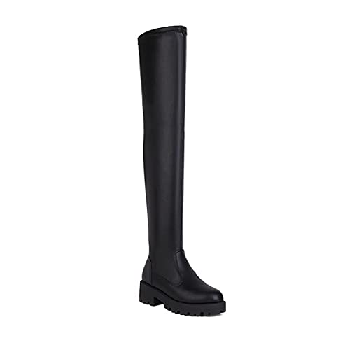 Cuissardes pour femmes et bottes d'hiver longues à talons épais