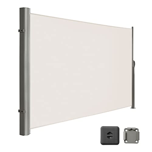 LARMNEE Seitenmarkise, ausziehbar, 180 x 300 cm, Sichtschutz, Freistehend, Sonnenschutz, Blickdicht, Seitenrollo, für Balkon, Terrasse, Garten, Beige EBE183BP02 Cover