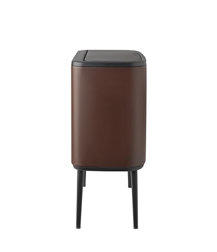 Image of Brabantia Bo Touch Bin - 11 + 23L Inner Buckets (Mineral Cosy Brown) Waste /Recycling Kitchen Bin - Soft-Touch