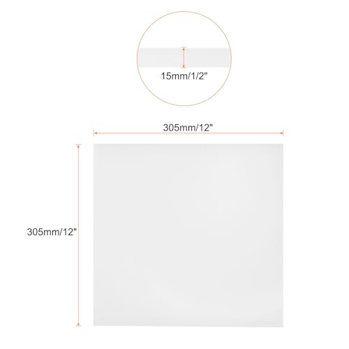 Image of 12 x 12 Inch UHMW Polyethylene Sheets, 1 /2 Inch Thick Ultra High Molecular Weight White Plastic Sheet [for Home, Industrial]